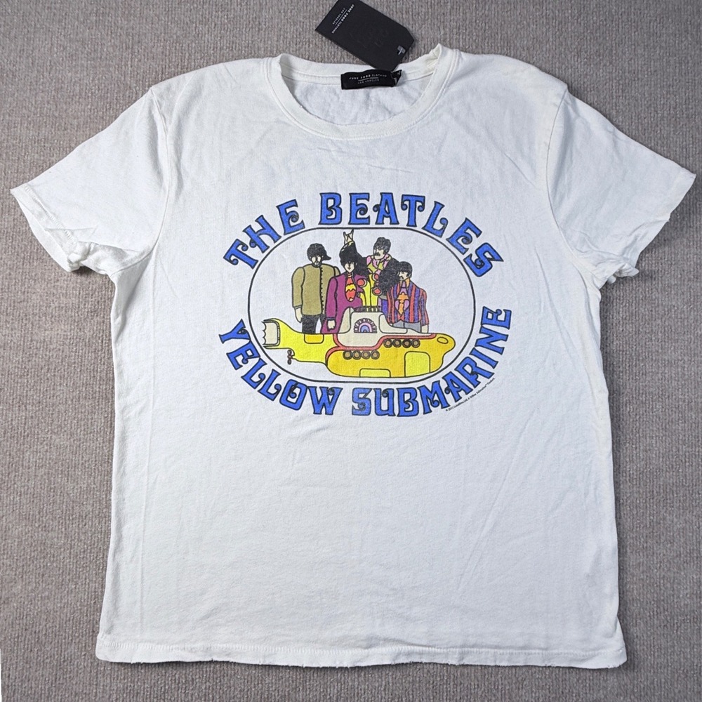 Unisex Junk Food The Beatles Yellow Submarine White Graphic T-Shirt Small NEW